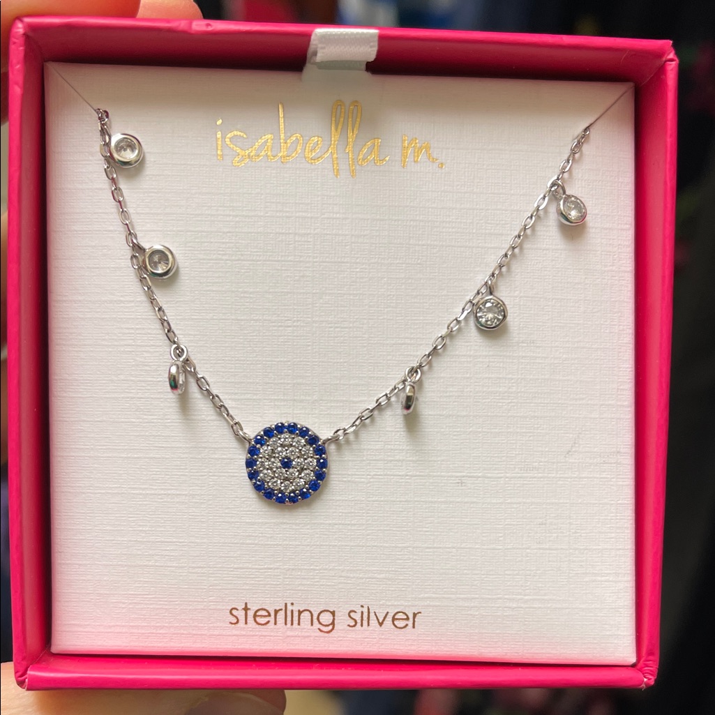 Abella Sterling Silver Necklace With Blue Accents